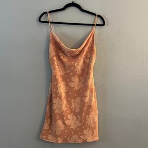 Saints + Secrets Y2K Cowl Neck Mini Dress Size M Peach Orange Party 2000s Floral